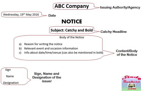 format of notices | Homework Help | myCBSEguide