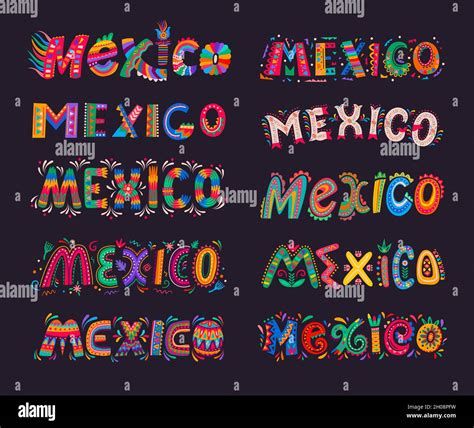 Mexico lettering elements. Mexican festive vector typography. Mexico ...