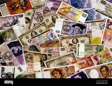 Bank notes countries currency different finances international money nations notes Stock Photo ...