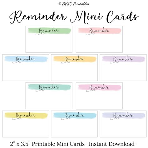 Reminder Printable Mini Cards DIGITAL DOWNLOAD, Reminder Appointment to ...