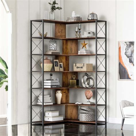 7-Tier L-Shaped Corner Bookcase with Open Storage - ShopStyle TV Stands & Media