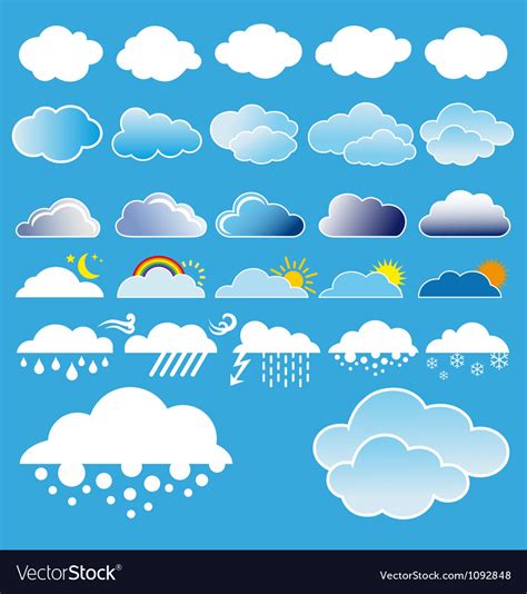 Clouds and weather symbols Royalty Free Vector Image