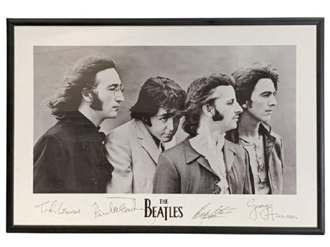 Sold Price: THE BEATLES SIGNATURES POSTER FRAMED WALL ART 37 ...