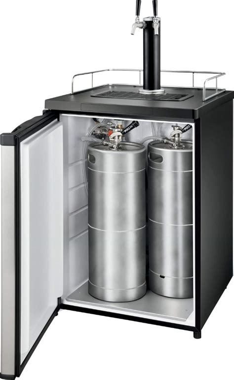 Insignia™ 5.6 Cu. Ft. 2-Tap Beverage Cooler Kegerator Stainless steel ...