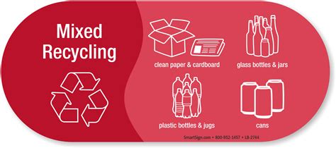 Mixed Recycling, Plastic Bottles Jugs Vinyl Sticker Signs, SKU: LB-2744