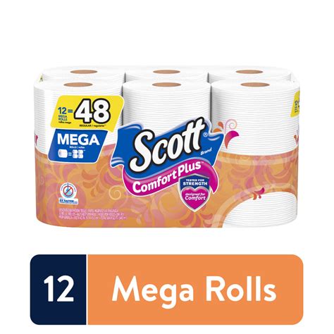 Scott Comfort Plus Toilet Paper, 12 Mega Rolls = 48 Regular — Rafaelos