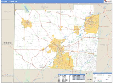 Butler County, Ohio Zip Code Wall Map | Maps.com.com