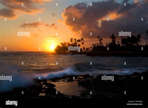 Sunset, Poipu Beach, Kauai, Hawaii Stock Photo - Alamy