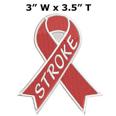 Stroke Awareness Support Ribbon 3.5" Iron-On Patch Embroidered Iron-On Applique | eBay