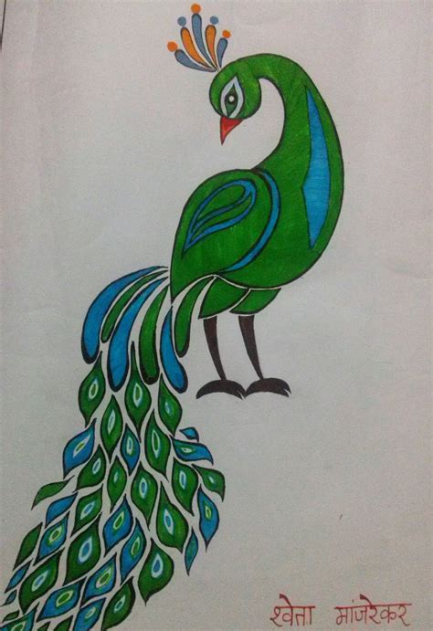 sketchpen drawing Peacock simple beautiful | Peacock drawing, Peacock drawing simple, Easy drawings