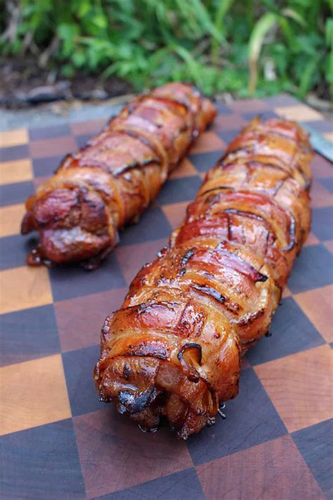 Bacon Wrapped Pork Tenderloin with Maple Glaze - Over The Fire Cooking