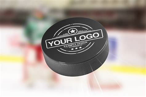 Logo on Hockey Puck Mockup Generator - Mediamodifier