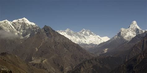 Sagarmatha National Park. Panorama With Everest And Ama Dablam. Stock Photo - Image of outdoors ...