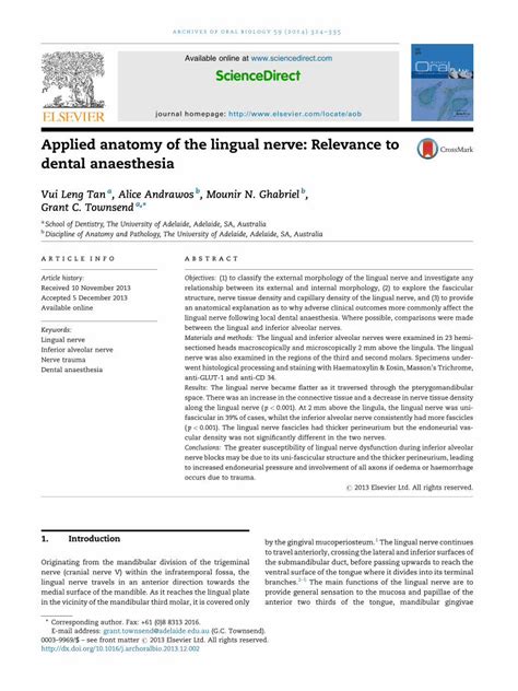 (PDF) Applied anatomy of the lingual nerve: Relevance to dental ...