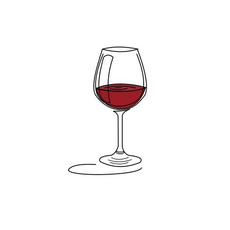 Wineglass red wine with shadow. Drink element. Retro glassware hand ...