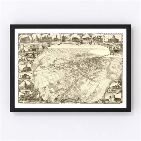 Santa Barbara Map 1898 Old Map of Santa Barbara California Art Vintage ...