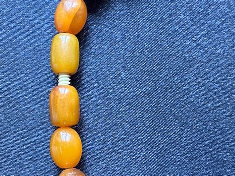 Rare Antique Amber Necklace - Oblong Butterscotch color Amber beads, no ...