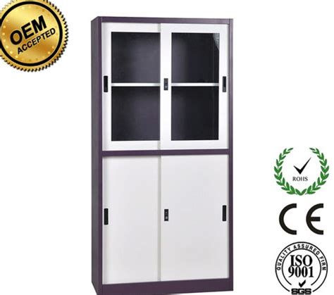 Light Grey Half Height Two Glass Sliding Door Stainless Steel File Cabinet at Best Price in ...