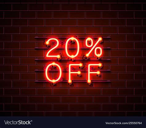 Neon 20 off text banner. Night Sign. Vector illustration. Download a ...