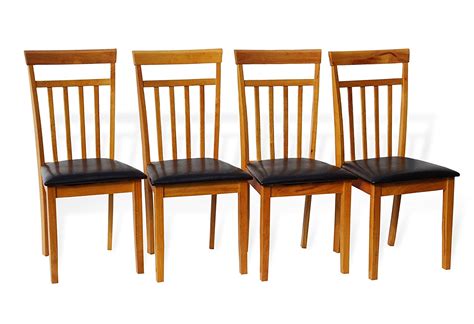 Set of 4 Dining Kitchen Side Chairs Warm Solid Wooden in Maple Finish Padded Seat - Walmart.com