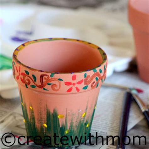 Create With Mom: Painting clay pots