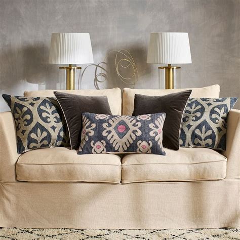 23.5x14 Inch Cornaro Pillow Cover - Blue/Natural | OKA | Sofa cushions ...