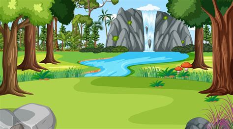 Nature scene with waterfall in the forest landscape 2672900 Vector Art at Vecteezy