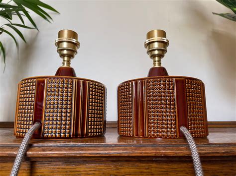 Vintage Poole Pottery Helios Table Lamps CYLINDER (Chestnut Brown)