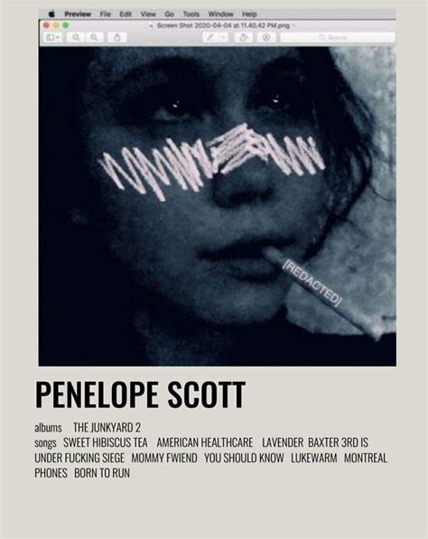 an image of a woman's face with the words penelope scott on it