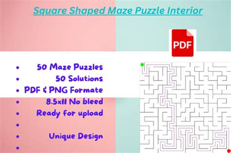 50 Square Shaped Maze with Solution Graphic by Lafuma Design Studio ...