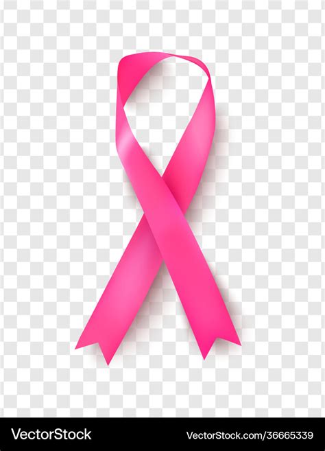 Pink breast cancer awareness ribbon on transparent