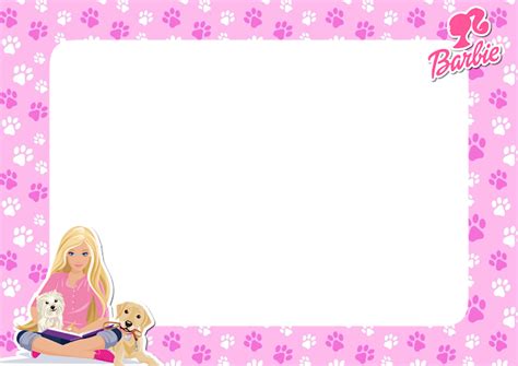 Barbie Pink Paws PNG Frame - Printable PNG Frames | Cartoon Character PNG Photo Frames