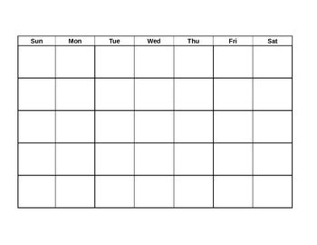 Plain Blank Calendar by SmartJules | Teachers Pay Teachers