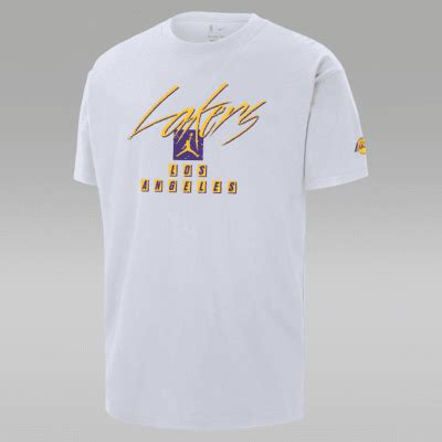 Los Angeles Lakers Courtside Statement Edition Men's Jordan NBA Max90 T-Shirt. Nike IL