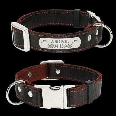 Soft Leather Personalised Dog Collars with Nameplate Engraved Laser Metal Buckle | eBay