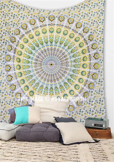 Psychedelic Dorm Bedroom Mandala Wall Tapestry Cotton Bedding Bedspread - RoyalFurnish.com