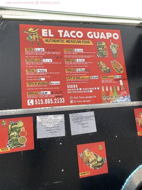 Online Menu of El Taco Guapo Restaurant, Des Moines, Iowa, 50310 - Zmenu