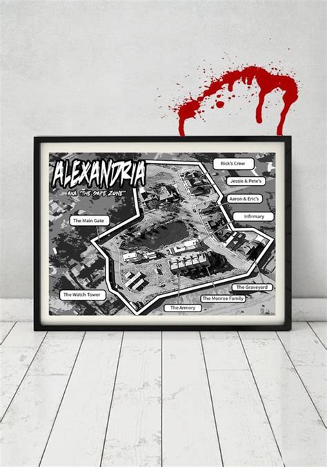 The Walking Dead Alexandria Safe Zone Detailed Map TV Comic Art Gift ...