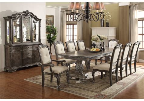 Kiera Grey Formal Dining Room Set W/ 8 Chairs & China Cabinet New ...