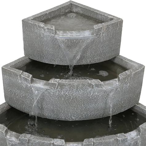 Sunnydaze Decor Corner 4 Tier Outdoor Waterfall Fountain | Outdoor ...