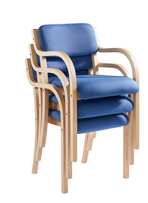 Prague Wood frame Stack Chair with arms - Office Furniture Warehouse