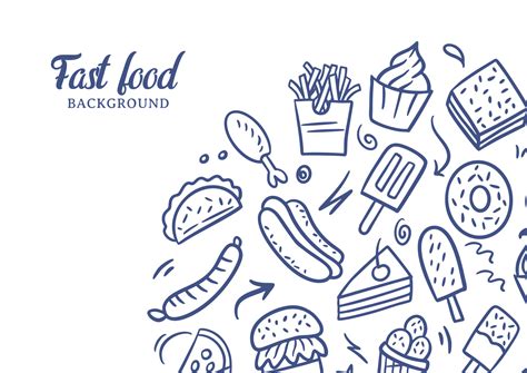 Fast food doodles vector background. Street food background 6034513 ...