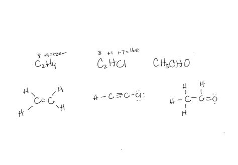 SOLVED: Draw Lewis structures for the ethylene molecule (C2H4), the chloroethyne molecule (C2HCl ...