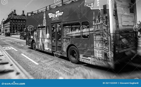 Red Sightseeing Tour Bus Across London. Tourism Concept Editorial Stock ...