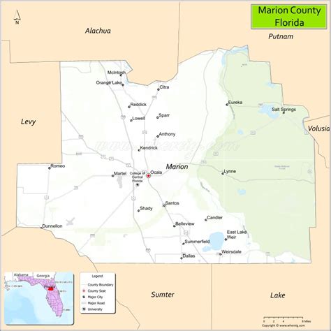 Marion County Map, Florida, USA - Cities, Population, Facts, Where is Located