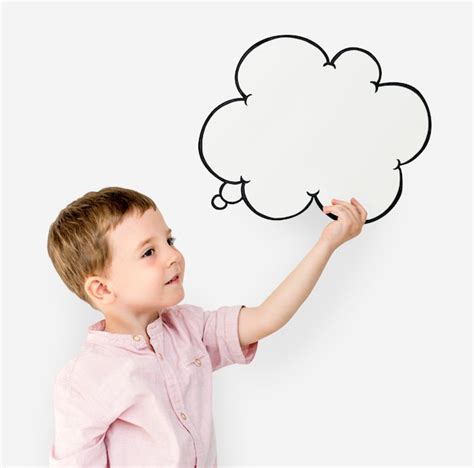 Premium Photo | Kid with a drawing of a thinking cloud