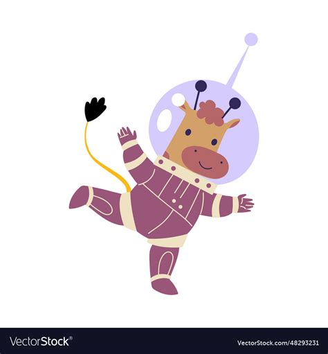 Cute cow animal astronaut character in space suit Vector Image