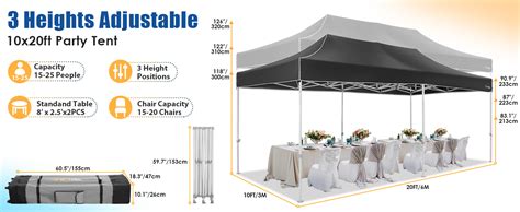 Amazon.com : HOTEEL Canopy 10x20 Pop up Canopy Heavy Duty Party Tent Outdoor Party Event Gazebo ...