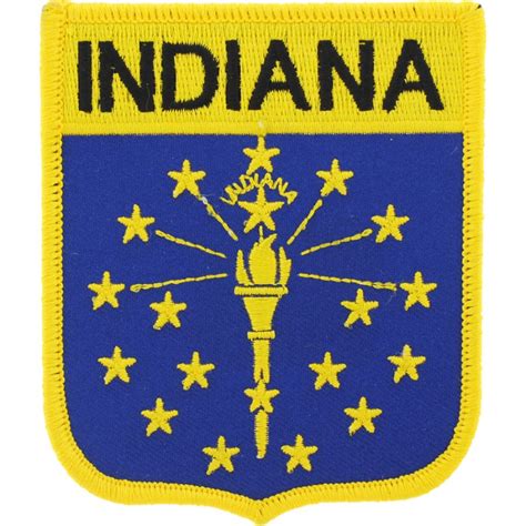 Indiana - State Flag Shield Embroidered Iron-On Patch at Sticker Shoppe