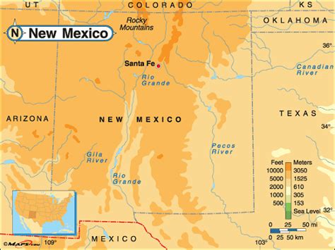 New Mexico Map Regional Political | Map of Mexico Regional Political ...